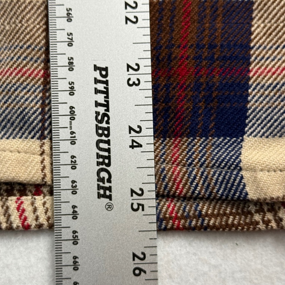 Woodland Vintage Mens Plaid Flannel Shirt Brown Blue Acrylic Size M Medium - Picture 6 of 8